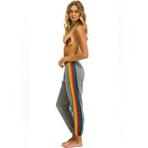 Aviator Nation Gray Joggers with Multicolor Stripes